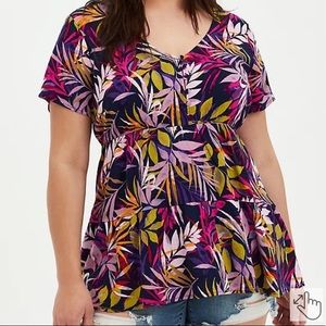 Torrid Multi Leaves Rayon Tiered Top
